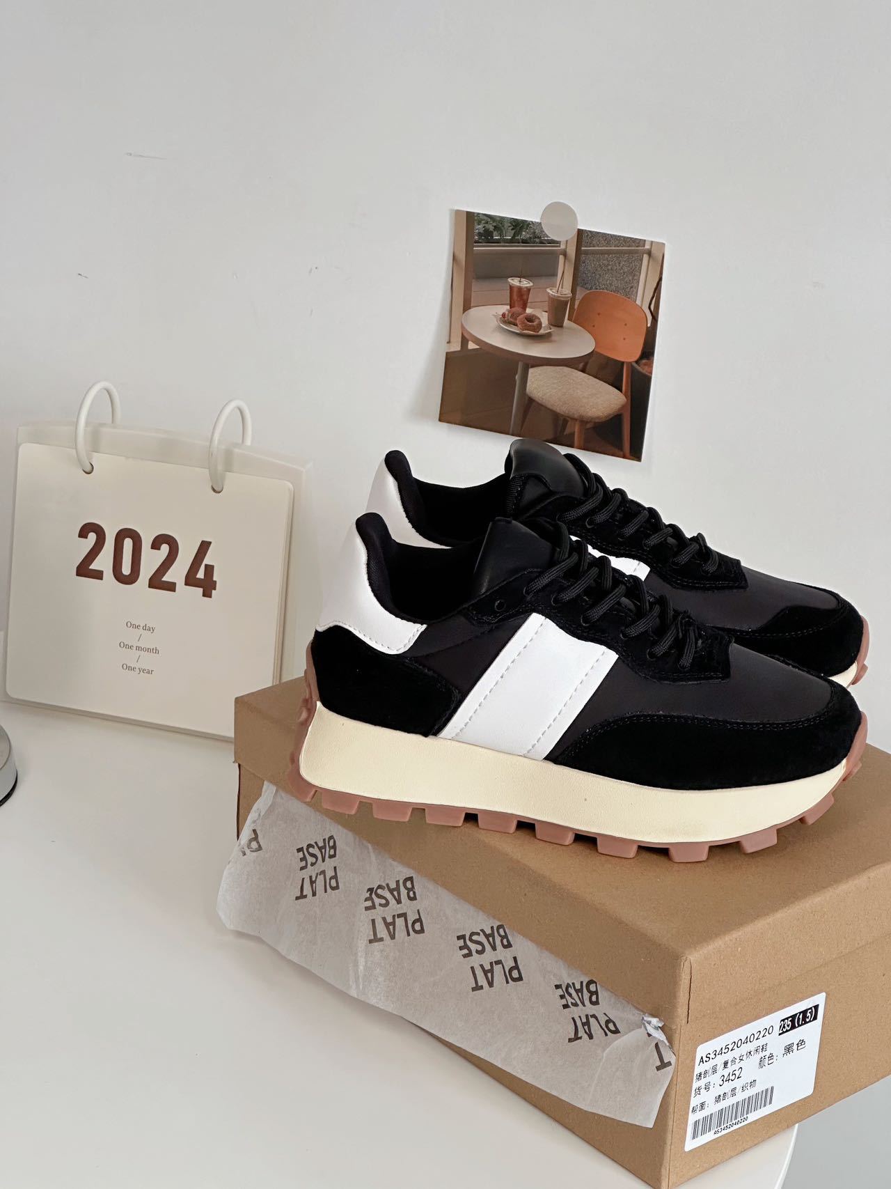 欧洲站2024春季新款时尚休闲百搭真皮复古厚底拼色系带运动鞋详情16