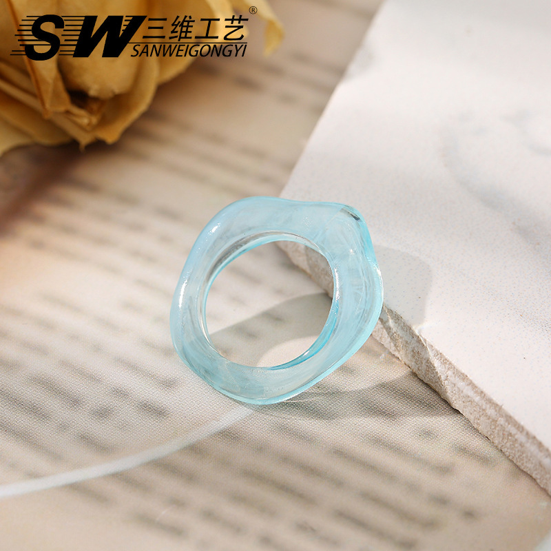 The same resin bright and transparent color ring as Dongdaemun in South Korea, featuring a simple macaron color ring design pic 10