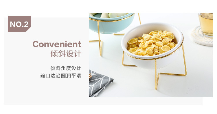 Nordic creative home ceramic pet bowls and food bowls with metal frames that are disassemblable and easy to clean pic 6
