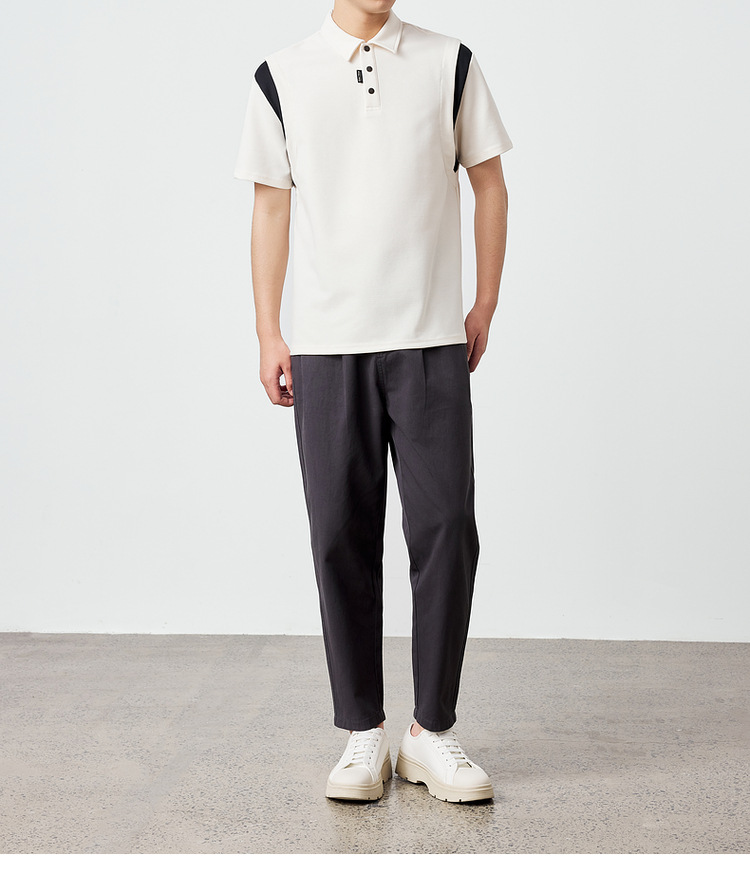 墨麦客250g横纹肌理短袖polo衫男2025夏新款简约撞色男士t恤71245详情22