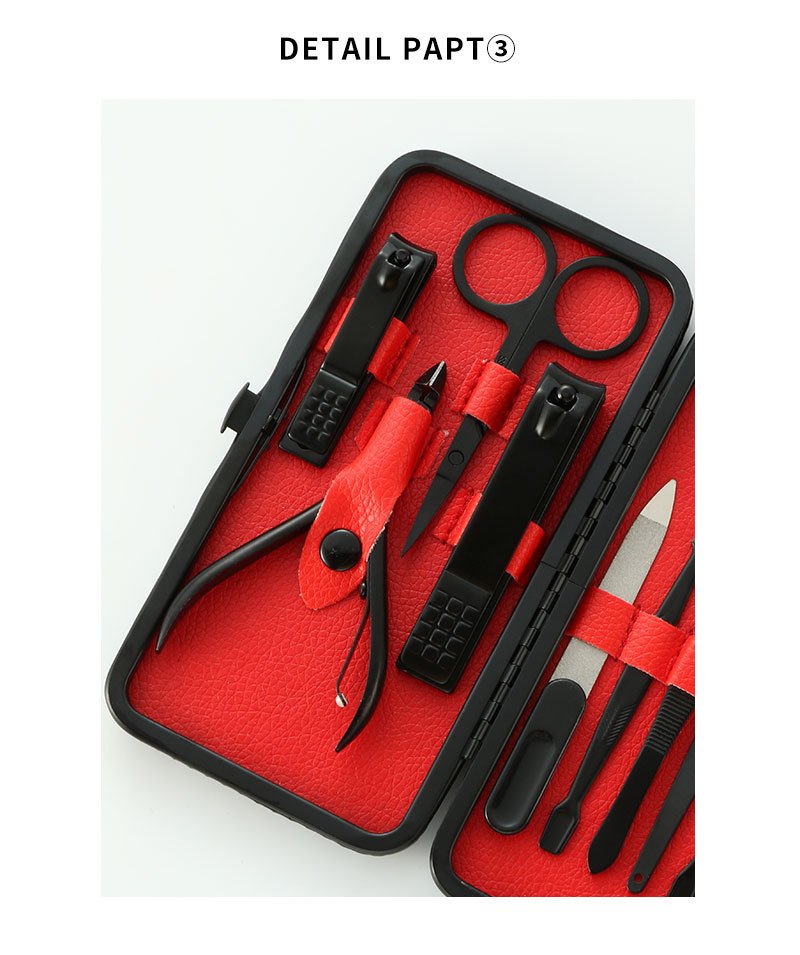 Black nail clipper set of 12 pieces, high-carbon steel nail clippers, contouring set, custom nail and manicure tools, shanilak pic 3