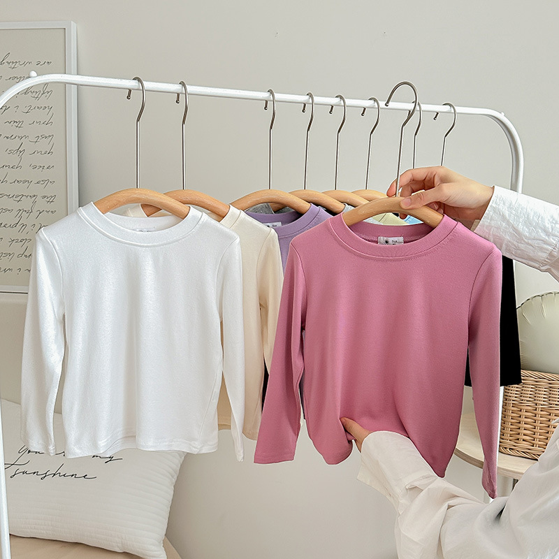 A white long-sleeved loose T-shirt for children, a cute base layer, top and mask T-shirt for boys, girls and babies in spring and autumn pic 16