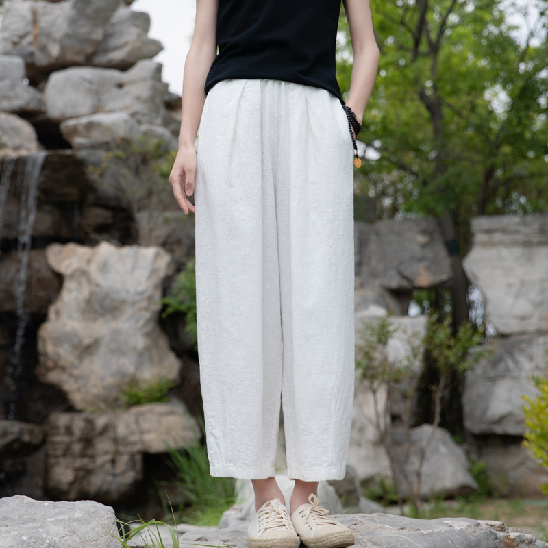 New Spring/Summer 2023 artistic and retro loose linen drape casual pants pic 2