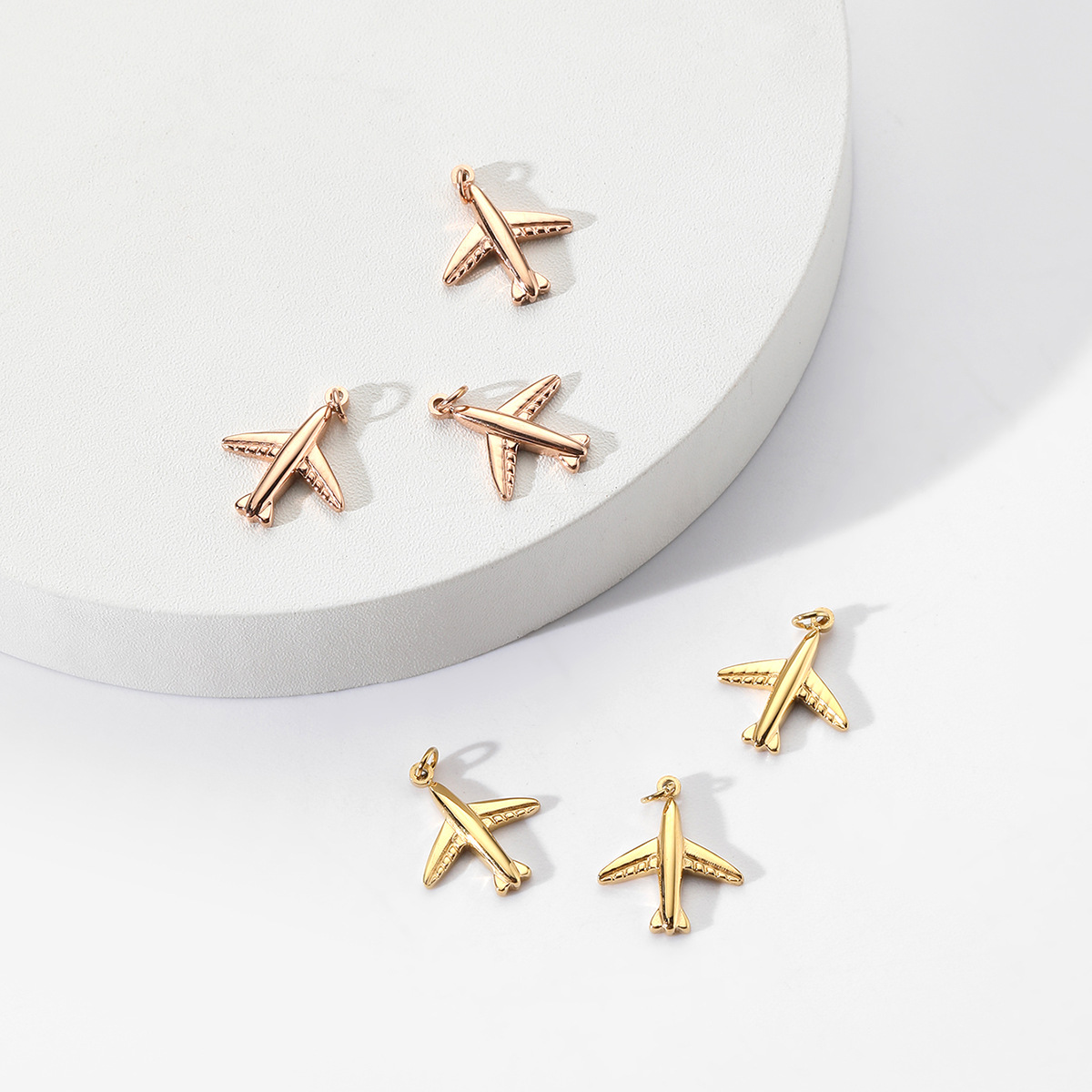 Gold-plated airplane stainless steel rose gold cute cartoon version pendant diy handmade jewelry bracelet necklace earrings matching pic 7