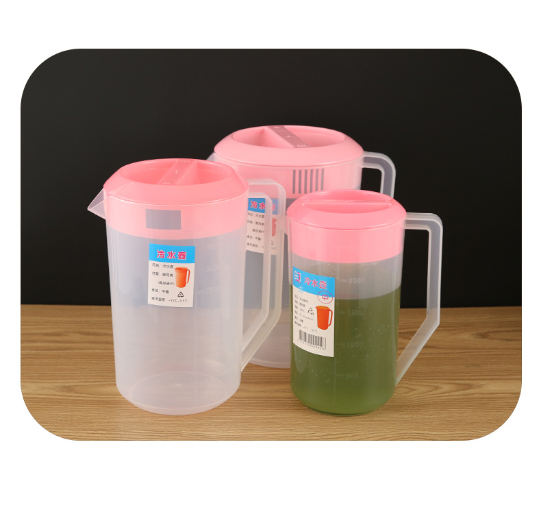 Tetera fría de plástico con taza de té graduada resistente a altas temperaturas comercial tienda de té de leche de gran capacidad jarra de amarre hervidor de agua fría pic 11