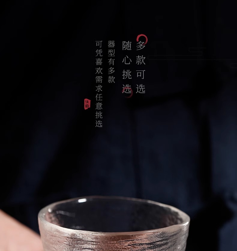 耐热透明小茶杯家用功夫茶具锤纹玻璃家用客厅待客茶杯喝水杯批发详情9