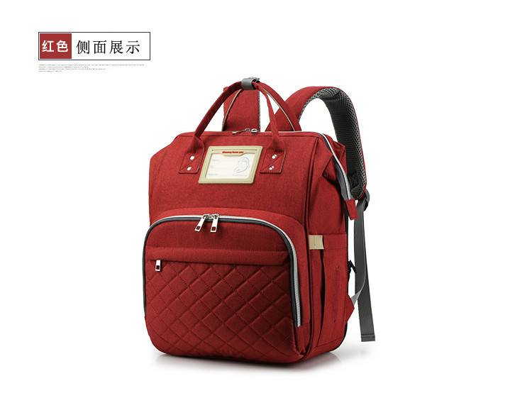 Nuevo modelo mommy bag cama cama plegable baby bag mamá multifuncional recargable impermeable bordado hilo mochila cama cross-border blast pic 34