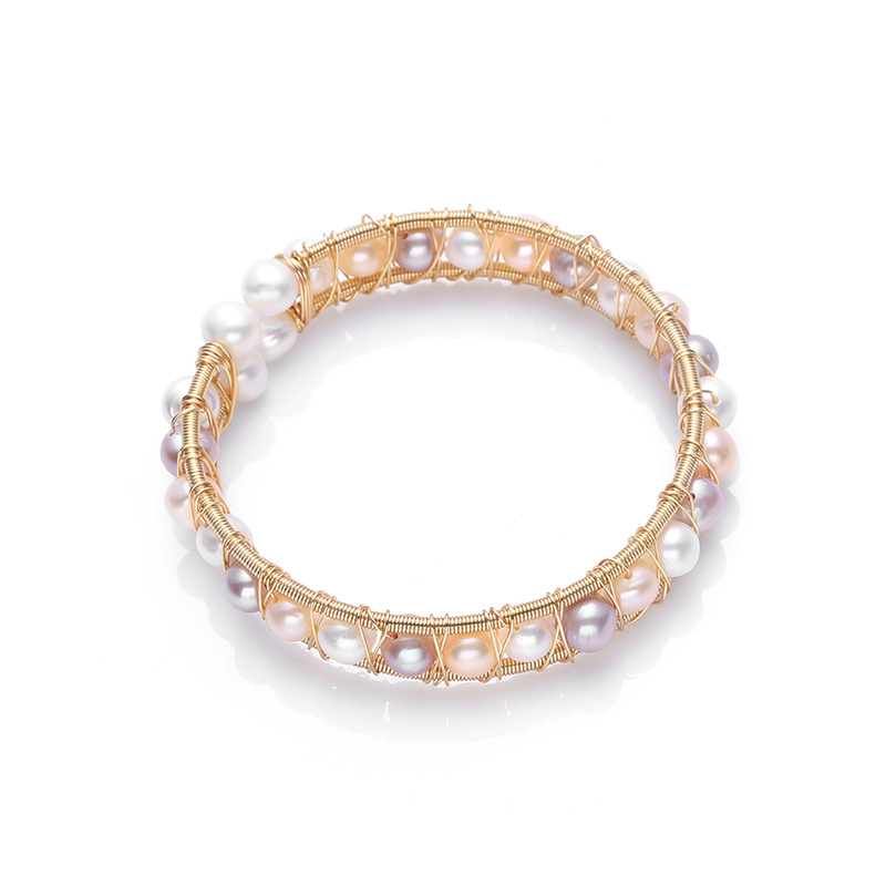 Natural freshwater pearl 14K gold-plated wound bracelet, multi-bead one-arrow heart-piercing double-row bracelet, a grand European and American girl pic 11