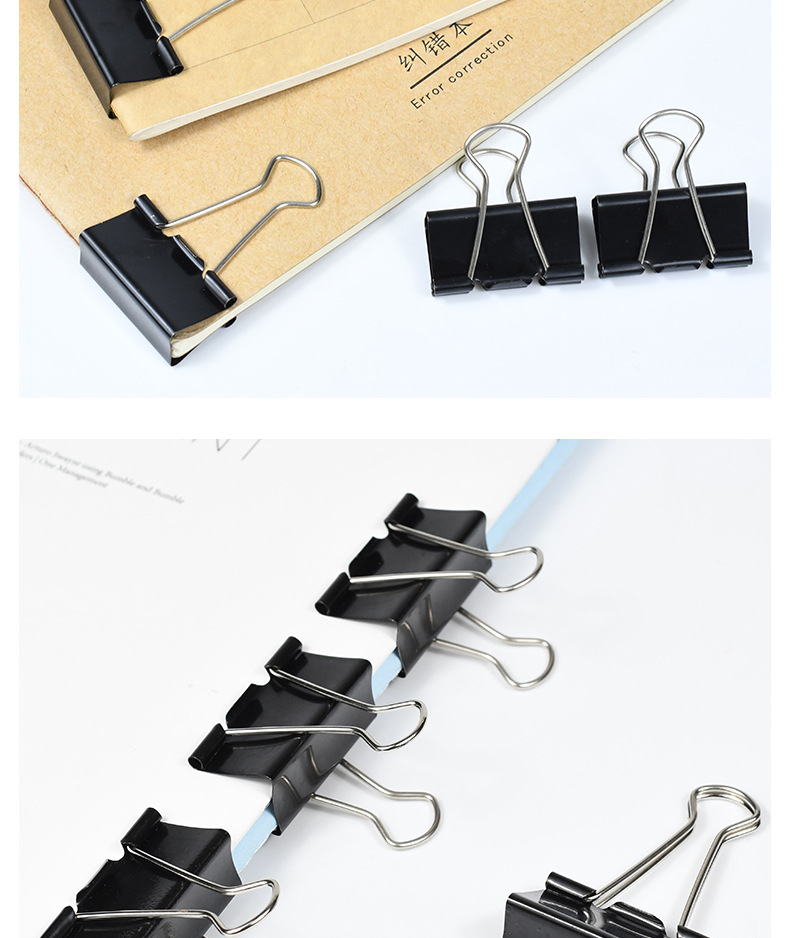 Weibo Office Stationery Wholesale 32mm small clip, bill planner, long tail clip, iron metal dovetail clip pic 7