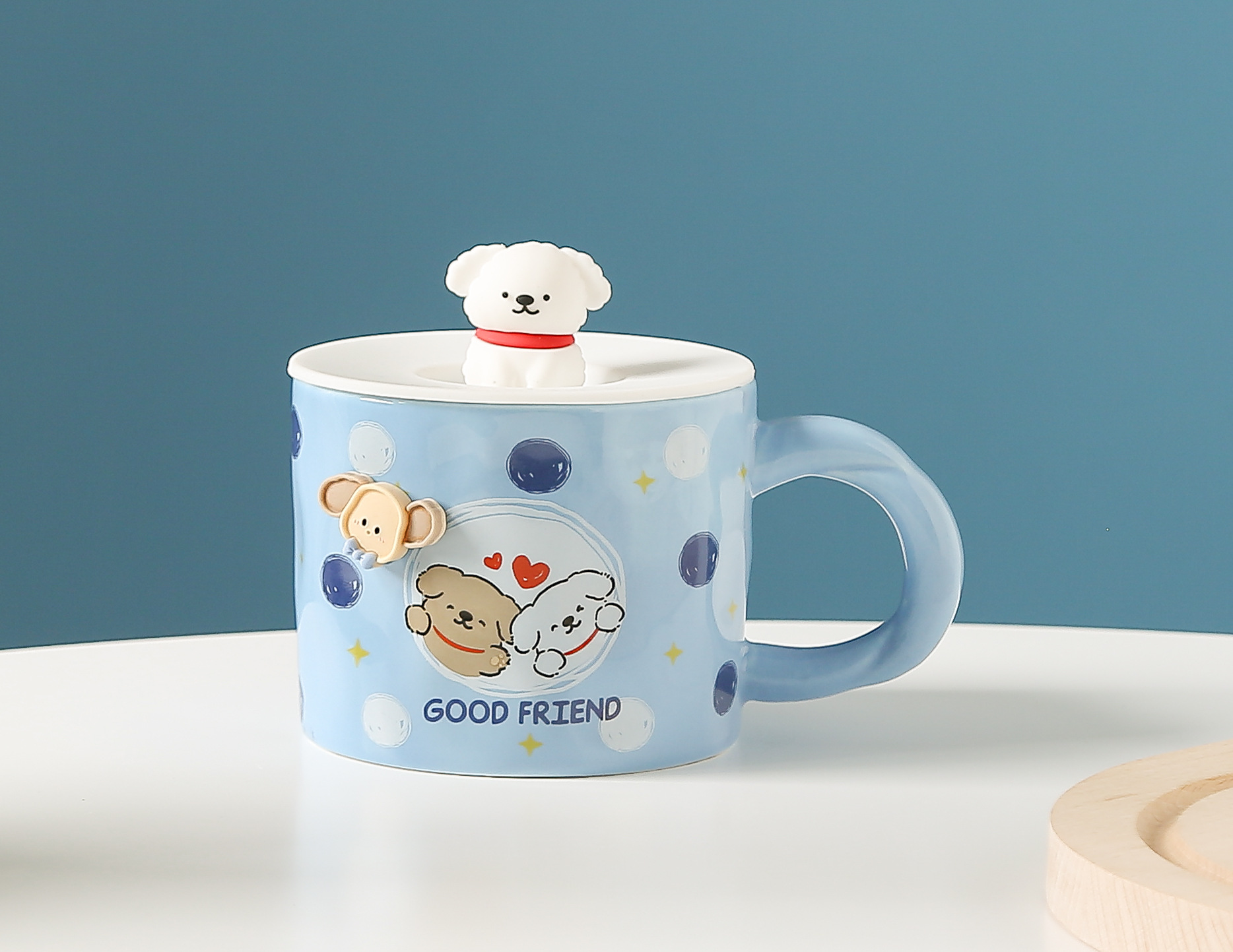 A high-quality, good-looking, creative and cute little puppy ceramic mug, a breakfast milk cup for student dormitories, as a gift for girls pic 8