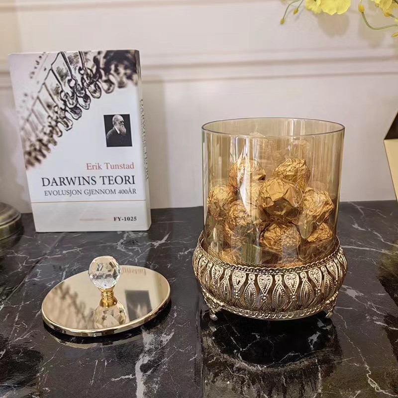 亚马逊铁艺糖果罐三件套糖果干果收纳罐创意轻奢家居装饰品摆件详情7