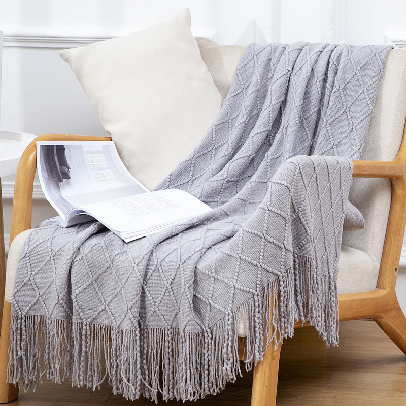Blanket, sofa blanket, office leisure nap, air-conditioned nap blanket, bed end blanket, knitted blanket, small woolen blanket pic 11