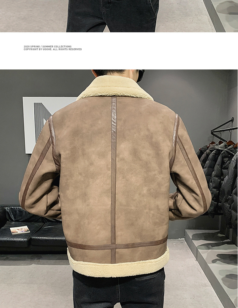 Autumn leather jacket for men, with a lapel collar, is trendy and cool. It is a fleece and thickened men's leather jacket pic 20
