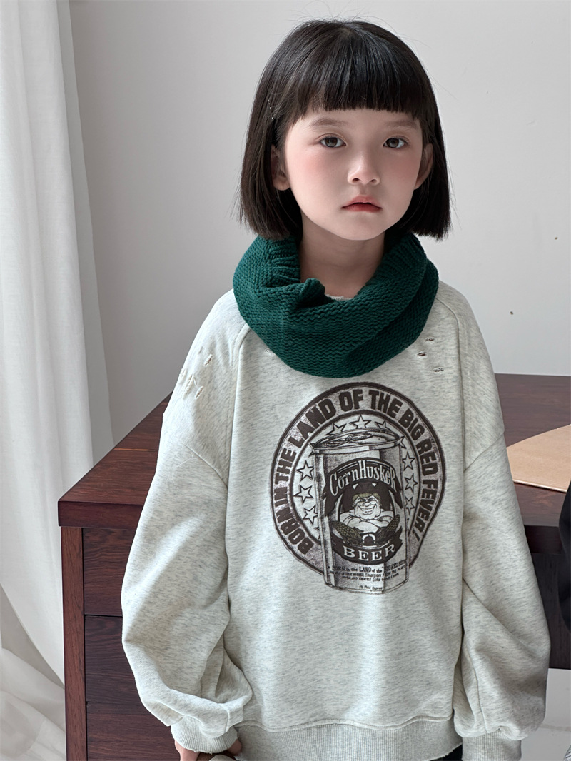 2024秋季新款韩版儿童宽松卫衣男女童百搭印花圆领套头上衣潮详情12