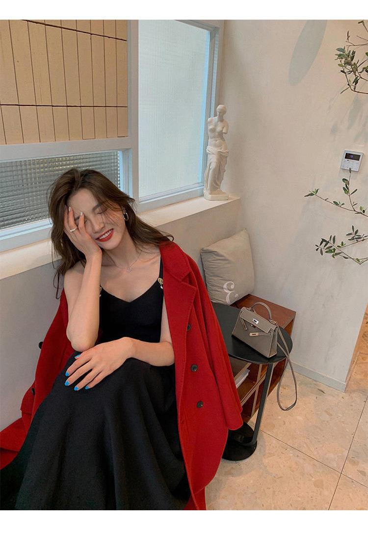 反季驼色呢子双面羊绒大衣女中长款2022年秋冬季韩系温柔毛呢外套详情26