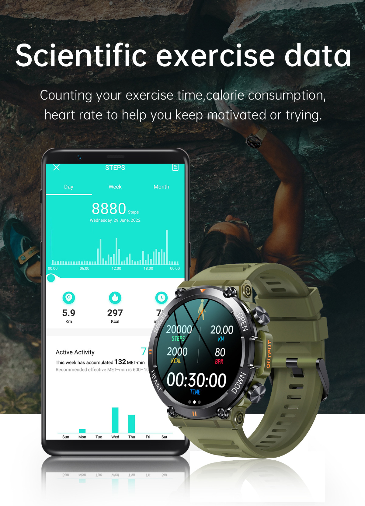 The new K56PRO three-proof communication smartwatch features music, weather, 1.39 inches heart rate, blood pressure and blood oxygen pic 6