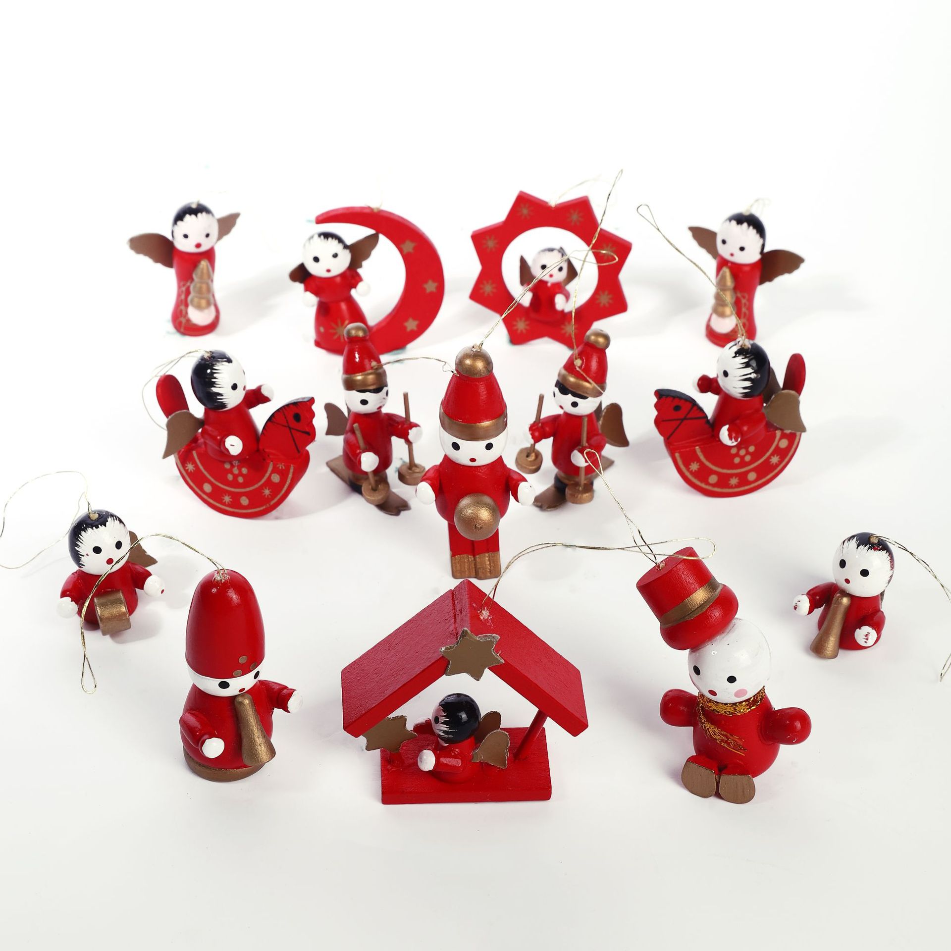 新品圣诞树木制挂饰套装 圣诞节实木挂件木偶套装 圣诞节装饰品详情11