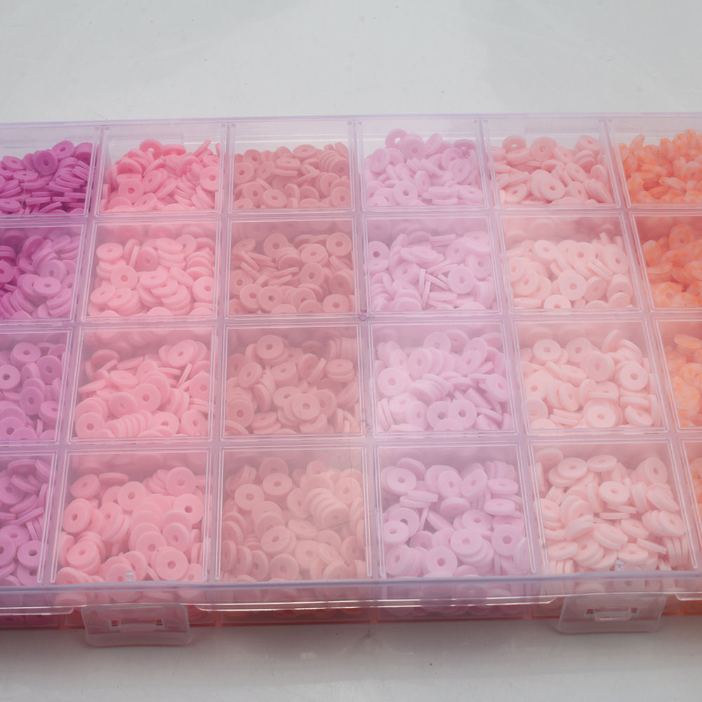 软陶片串珠渐变单色6mm 饰品DIY手链项链饰品配件24格软陶片盒装详情15