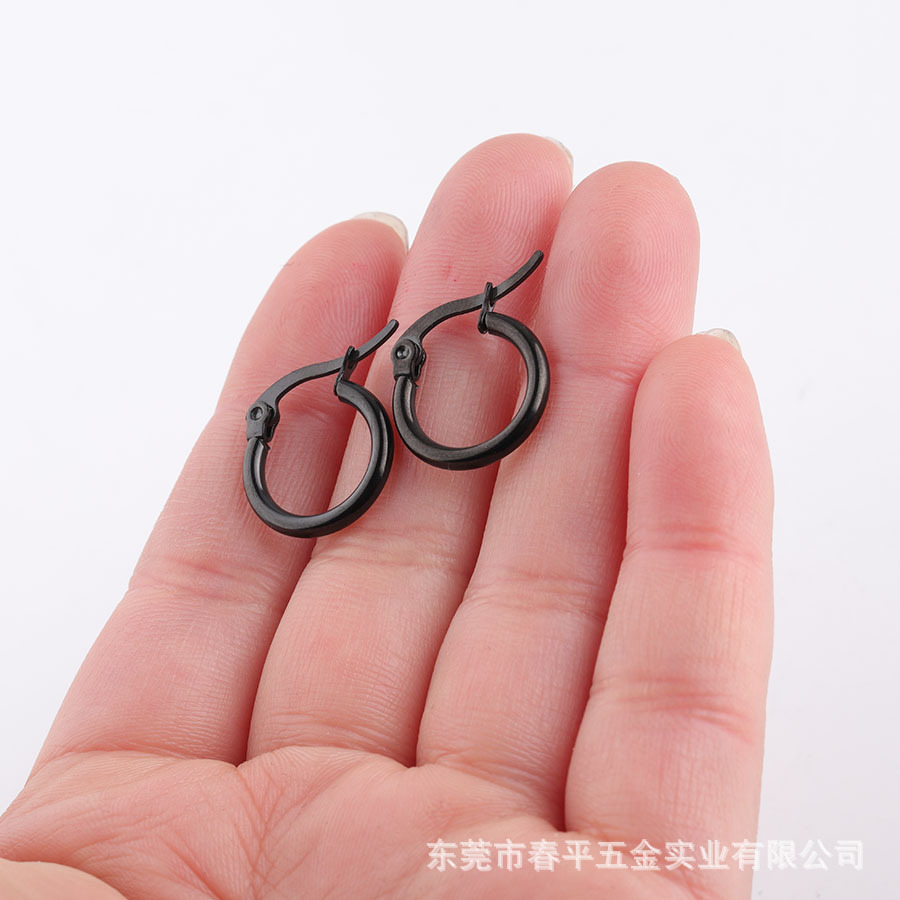 跨境不锈钢经典耳环欧美时尚夸张大耳环钛钢圆形圆圈耳扣线圈耳环详情14
