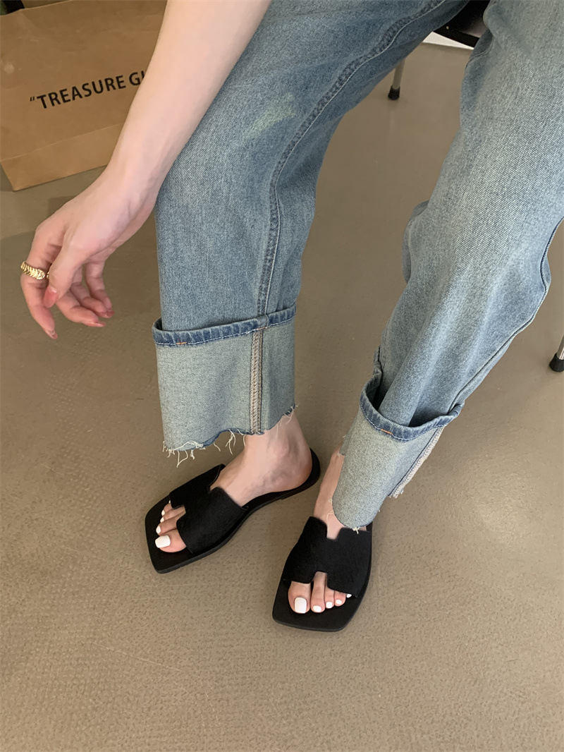 女士凉拖鞋外穿2024年夏季新款时尚百搭复古舒适平底防滑一字拖潮详情7