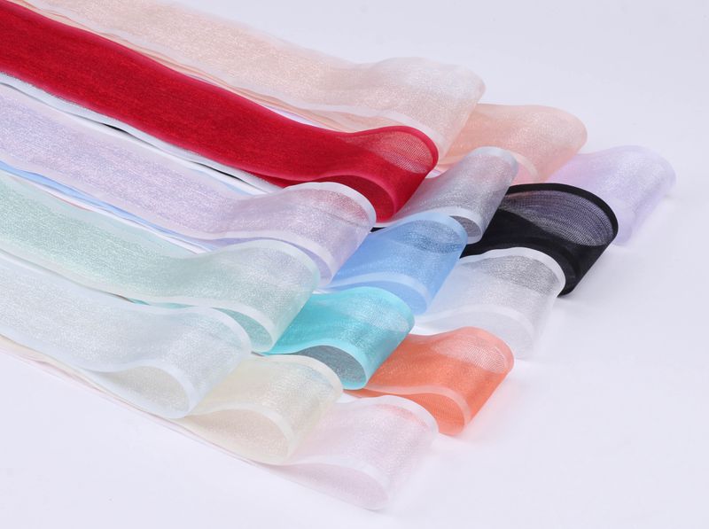 Double-layer thick-edged solid color glossy snow gauze ribbon bow hair accessory clothing Wedding cake gift box packaging sheer gauze ribbon pic 6