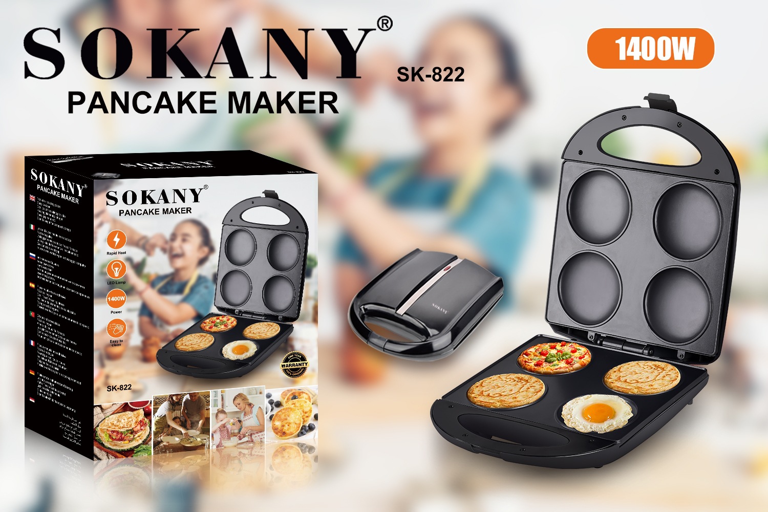 Cross-border SOKANY822 sandwich Electric griddle, thin pancake machine, baking machine, Pizza and pizza machine, grilling and baking machine pic 1