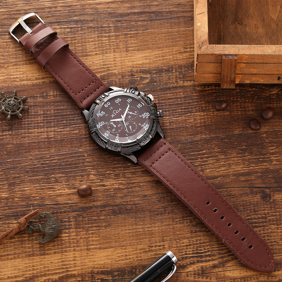 Tie gift box, premium gift set, belt, wallet, tie, large dial, quartz watch, cufflink gift box pic 9