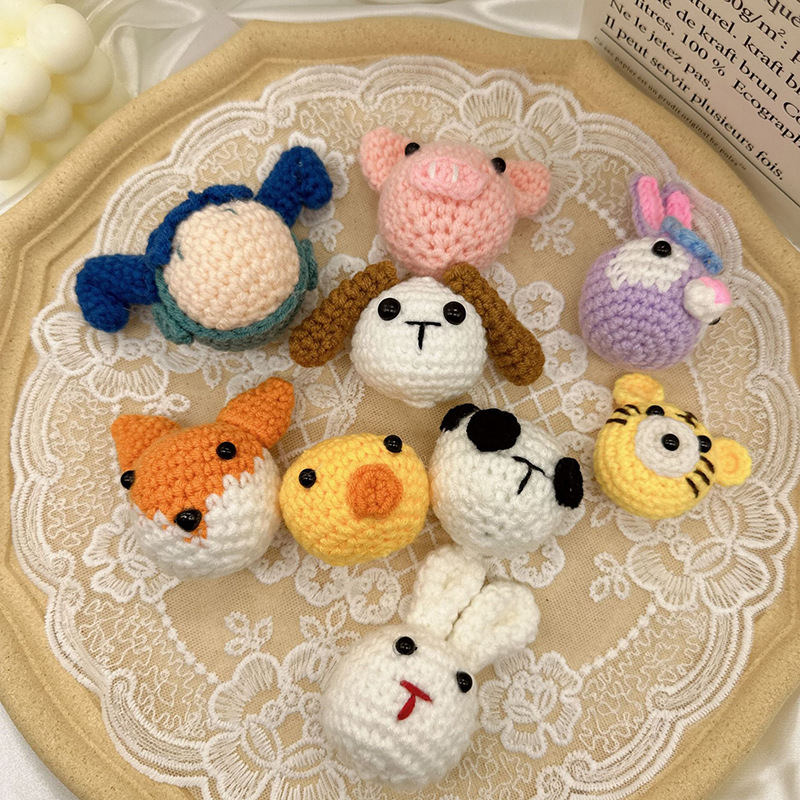 现货手勾针织泡芙花五瓣花DIY毛线花朵发夹胸花装饰服装辅料配件详情5