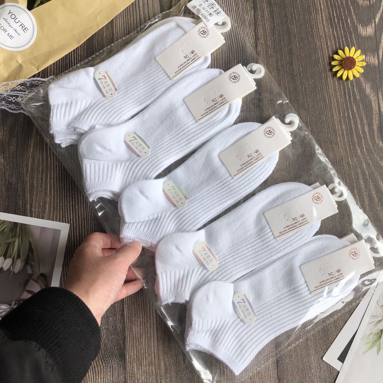 高品质双针女袜子春夏薄款纯色短袜女式棉袜日系彩色短筒船袜批发详情6