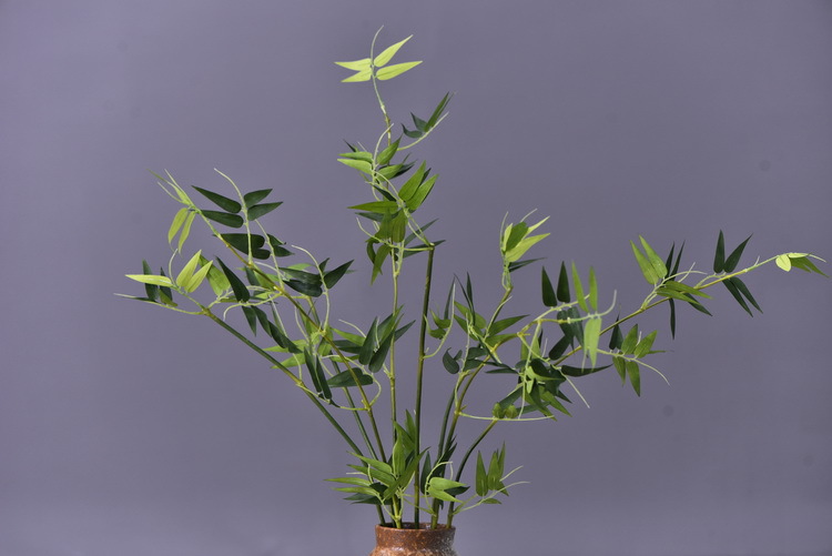 Factory direct sales of artificial bamboo leaves, new Chinese style Zen-like artificial leaves wholesale, 2-prong bamboo leaves, flower and leaf materials, green plants, Lanjin artificial plants pic 13