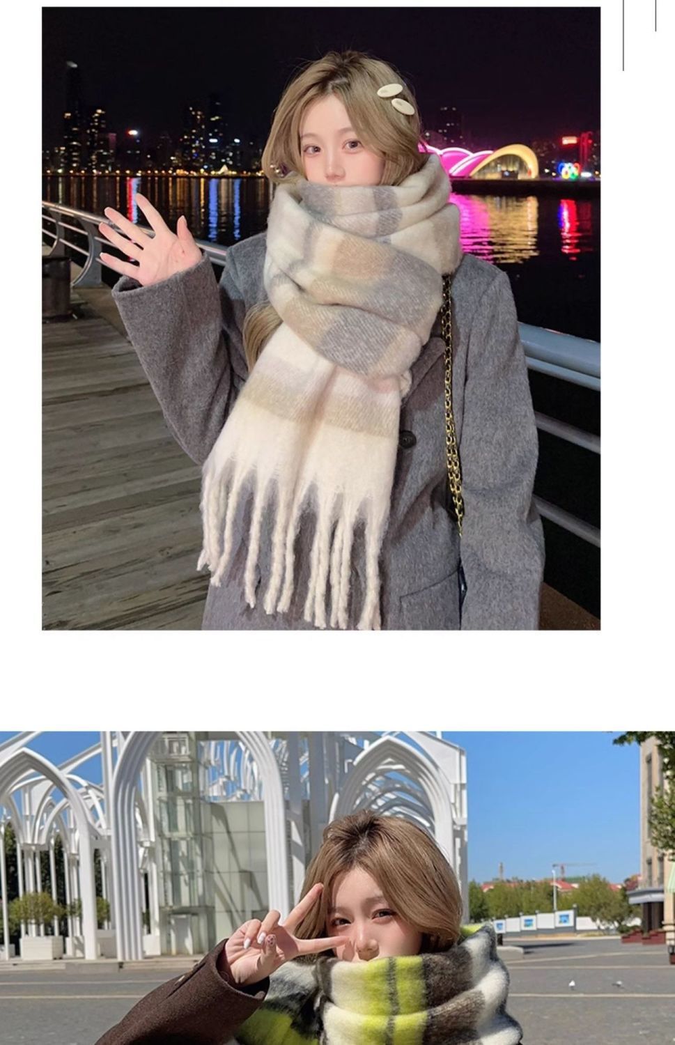 Merad sentido bufanda mujeres invierno 2024 nueva versión coreana multiplo engrosado mahai peluche caliente cuello cuello otoño pic 15