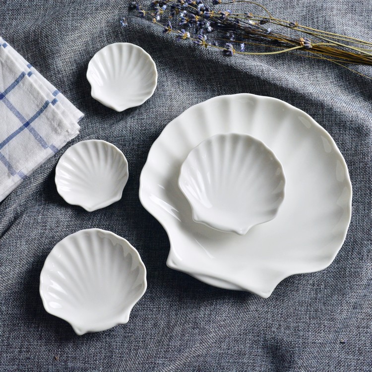 Creative shell plate, pure white Western ceramic steak plate, seasoned dish, pastry cake, small soap plate, Japanese sushi plate pic 20