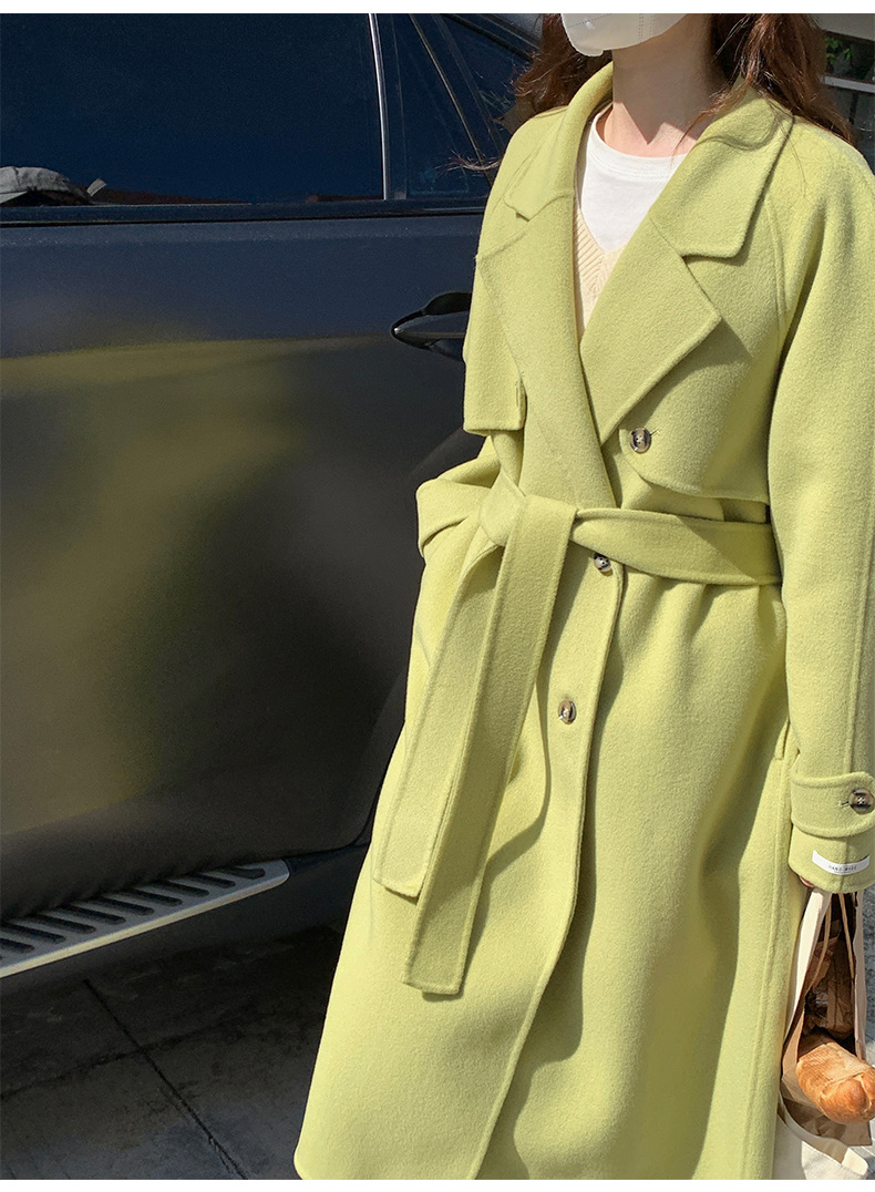 Q469 Dongdaemun Double-sided Cashmere Coat Korean version Autumn and Winter New Style Wool Tie suit collar woolen coat for women pic 21