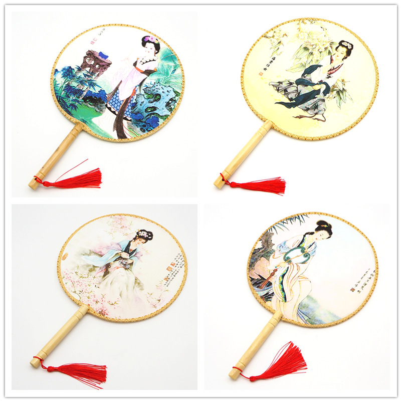 High-quality ancient-style palace fans, round fans, Chinese-style fans, maid fans, wooden-handled cloth fans, Hanfu, and round fans are selling well in scenic spots pic 6
