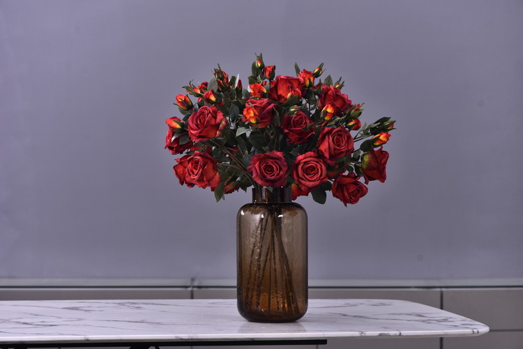 Factory wholesale of 5-head simulated rose with charred edges, retro Greek rose, living room, hotel and homestay photography props rose pic 14