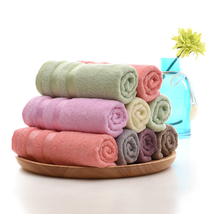 Wholesale of bamboo fiber double-segment towels, thickened household couple face towels, soft and absorbent multi-color towels for hair delivery pic 29