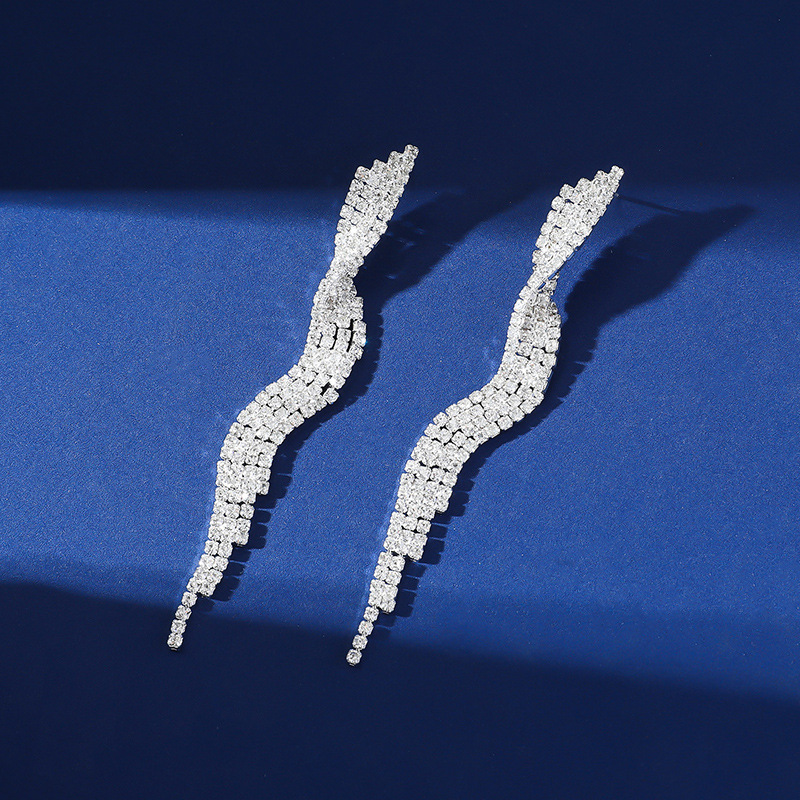 欧美夸张长耳环韩版气质满钻耳环水钻流苏夜店耳饰礼服宴会耳饰品详情29