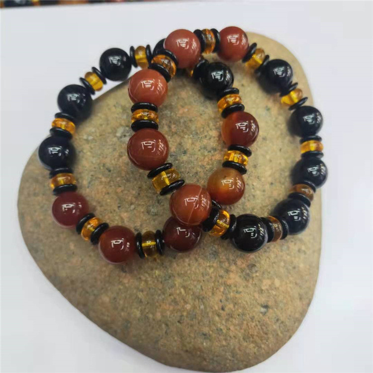 Guangshun Jewelry Wholesale of natural red and black Agate bracelets, DIY red agate couple bracelets and jewelry factory direct sales pic 4