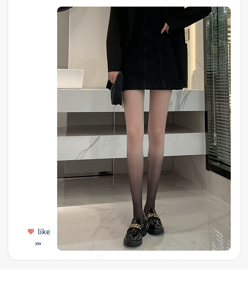 任意剪渐变色丝袜批发女夏季性感黑丝超薄款防勾丝黑灰一体连裤袜详情14
