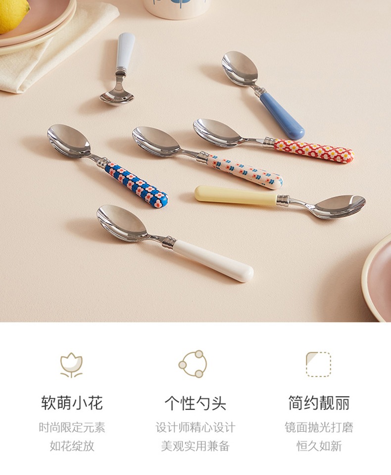 xyft勺子儿童不锈钢勺家用宝宝吃饭餐勺甜品勺冰激凌个性汤匙详情2