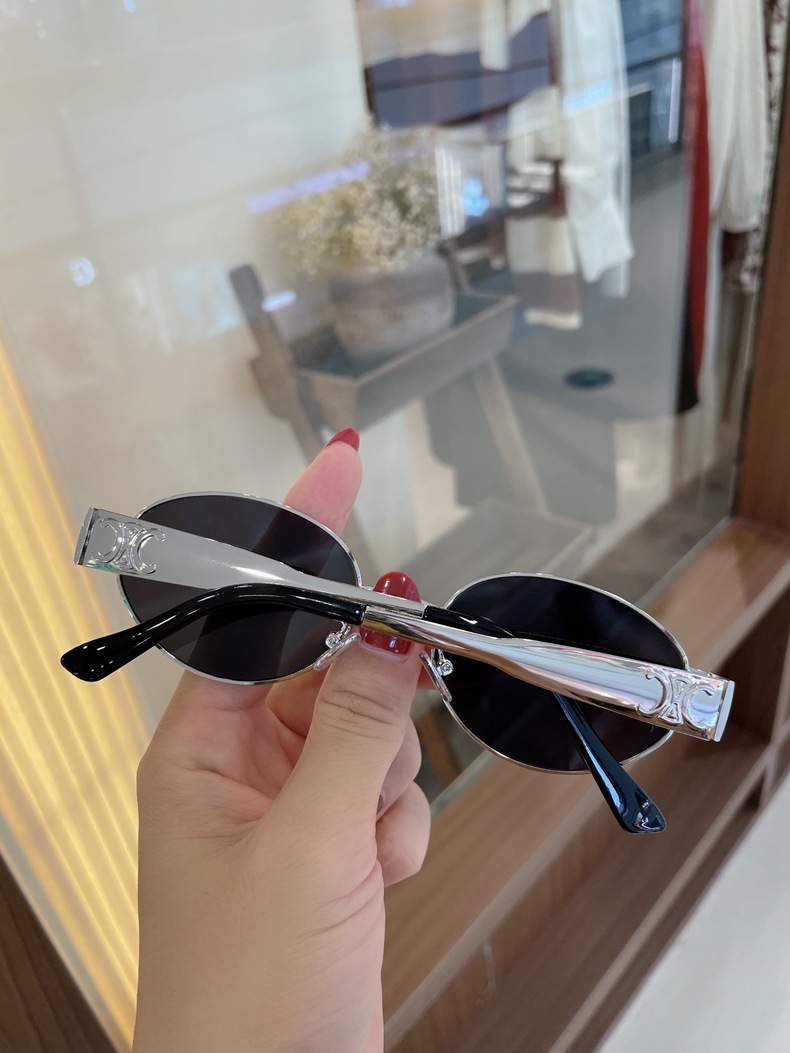 New cat-eye high-definition polarized glasses, oval-shaped personalized metal-framed sunglasses, fashionable and retro sunglasses for female Internet celebrities pic 24