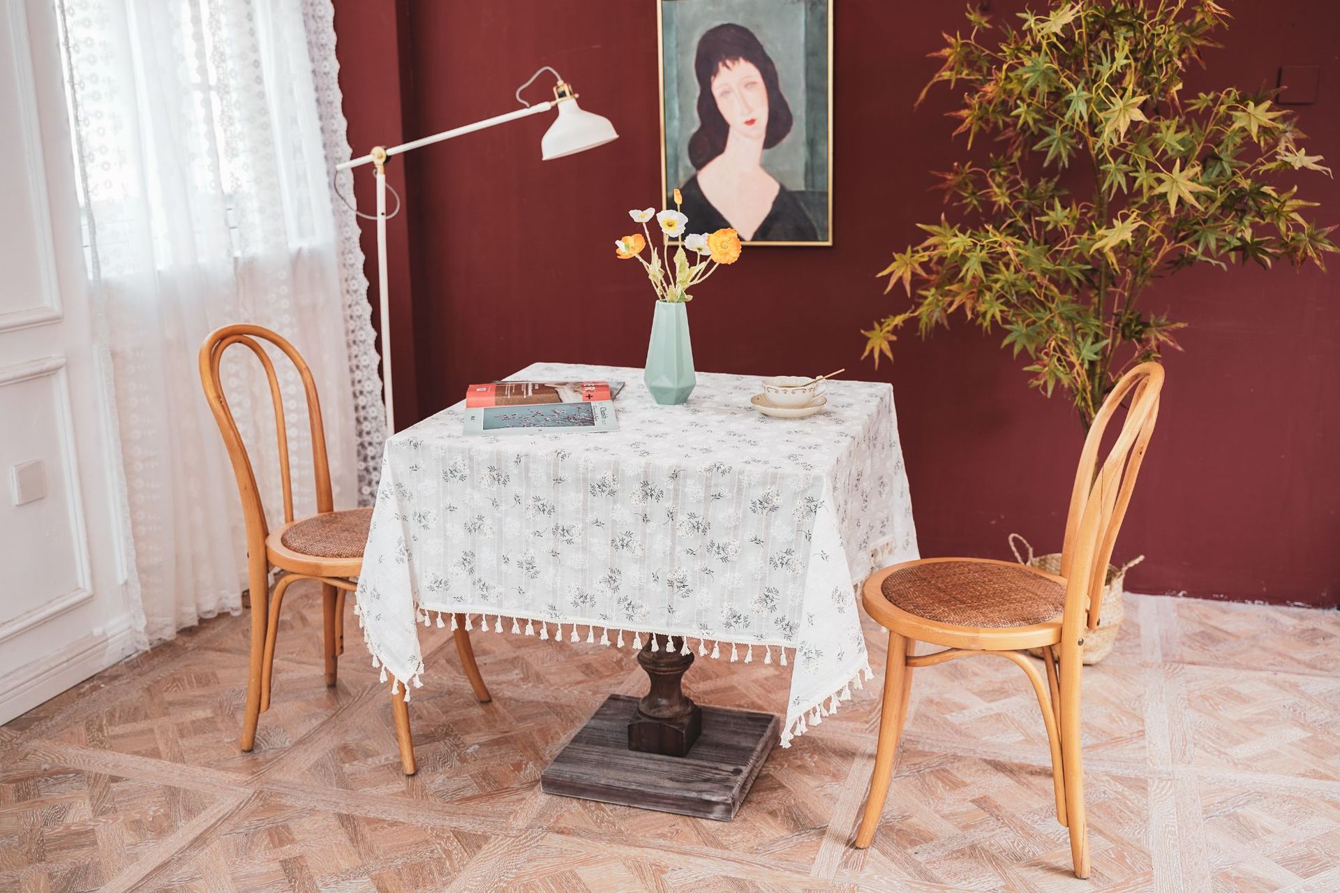 Fresh and clean cross-border tablecloth ins lilac flower fragments garden cotton and linen tablecloth fabric American decoration Amazon picnic cloth pic 27