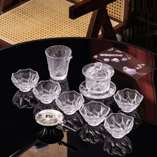 Japanese-style hammer-patterned glass cherry blossom small plates, creative pink home seasoning dipping sauce plates, soy sauce plates, bowls and tableware sets pic 10