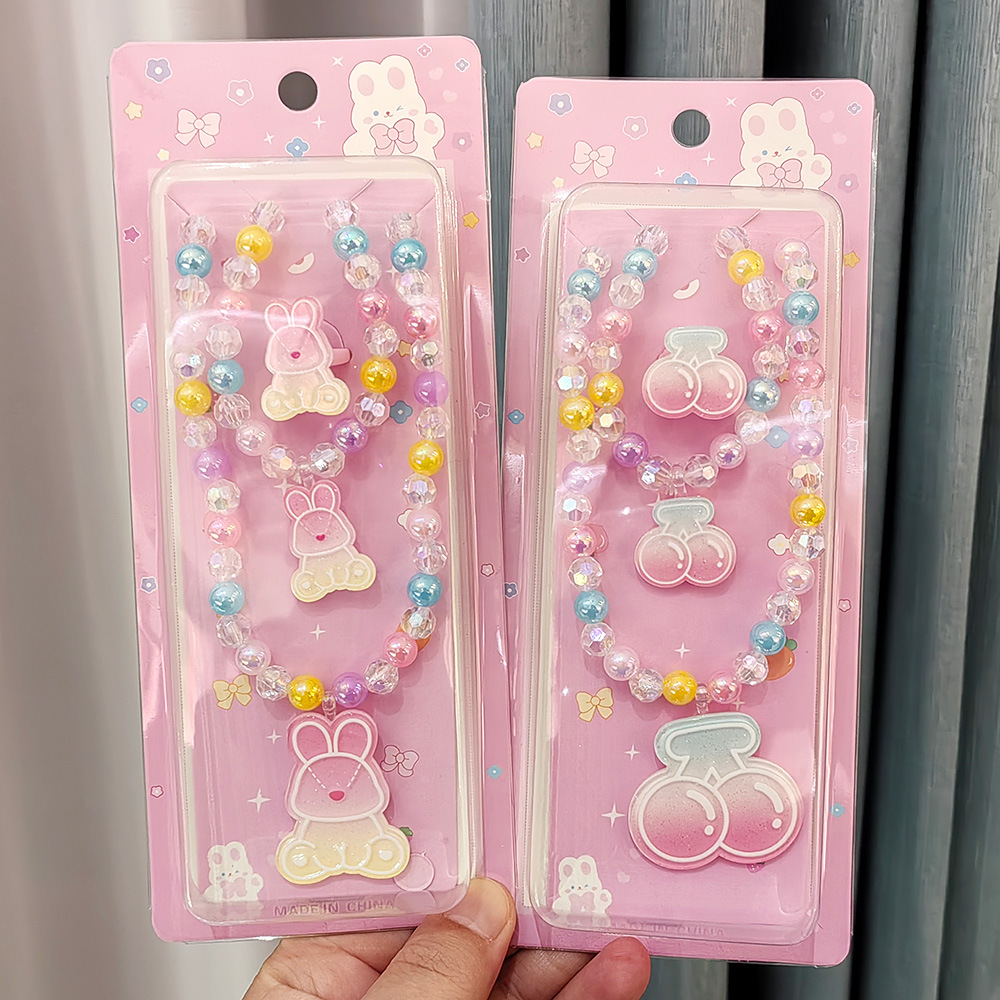 儿童串珠项链手链戒指套装 diy儿童饰品卡通女孩玩具配饰公主饰品详情6