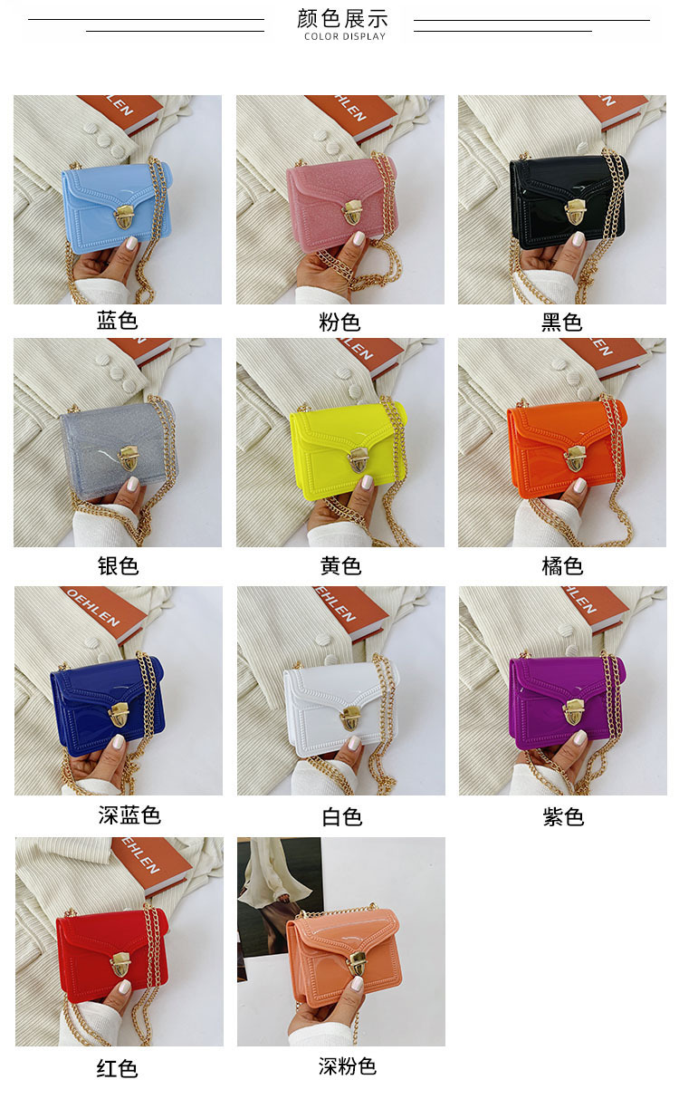 2021夏季新款PVC果冻包mini时尚花边小方包化妆包单肩斜挎ins女包详情4