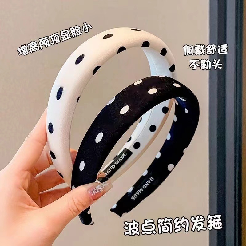 A versatile polka dot chanel-style fashionable hair band for Internet celebrities, a light luxury hair accessory for women, a wide-brimmed and stylish Korean-style headband pic 1