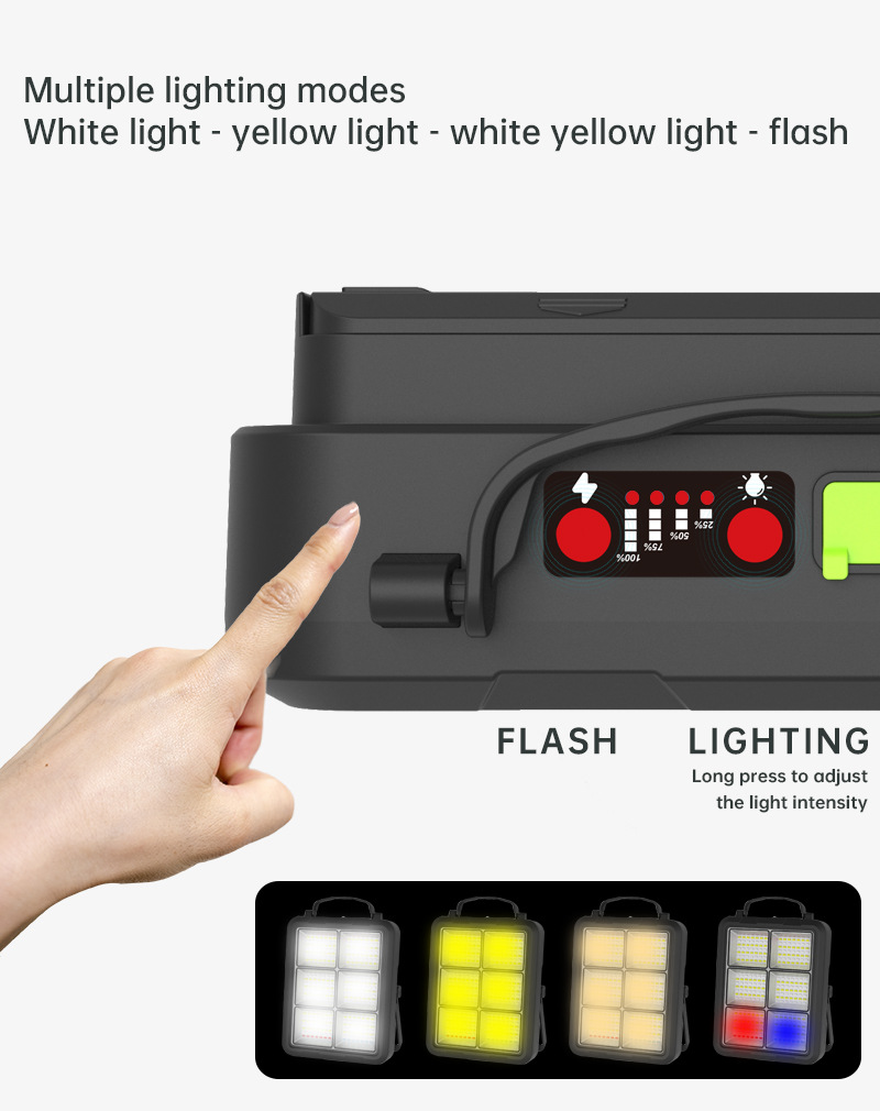New high-brightness rechargeable LED lighting dual-light yellow and white solar floodlight emergency outdoor campsite hand-held lamp pic 18