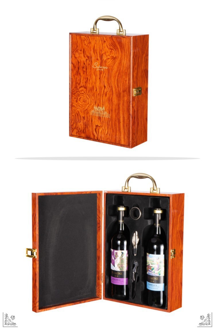 单支木制红酒盒单瓶红酒包装盒新皮盒新款葡萄酒红酒双瓶两瓶酒盒详情6