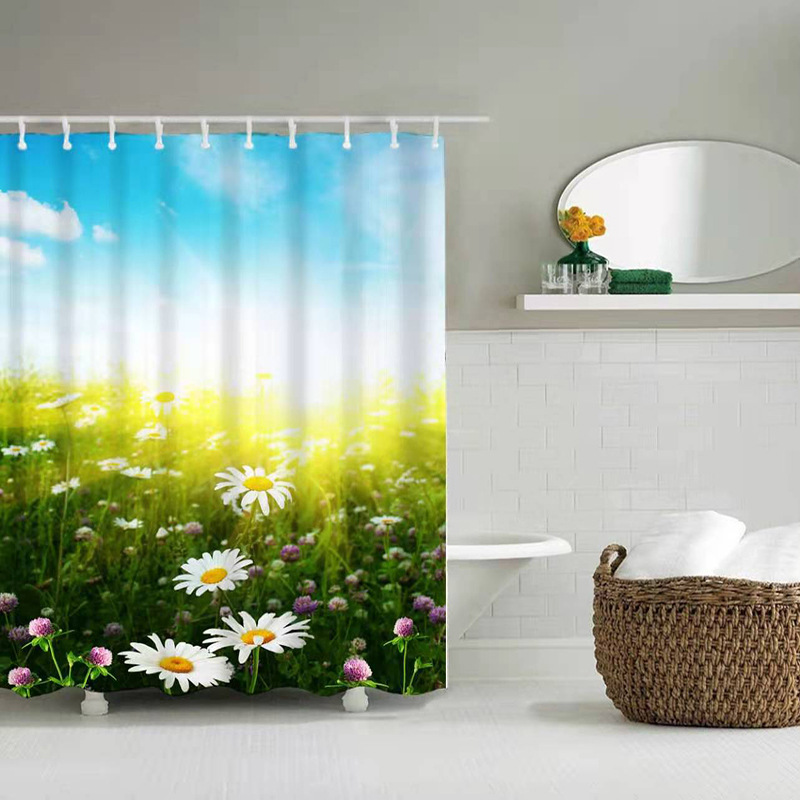 Factory supply of polyester waterproof bath curtains, hot sale and wholesale. Digital printing bathroom sets. Customization is supported based on provided drawings pic 17