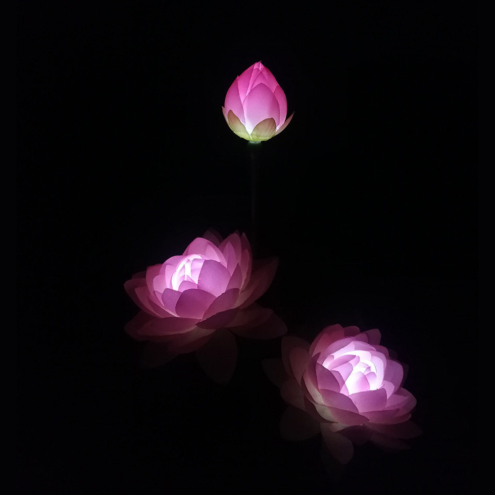 Three solar-powered lotus lamps, LED solar lotus lamps, lawn ground insertion lamps, simulated flower lamps and pole lamps pic 7